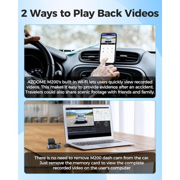 AZDOME M200 Dash Cam WiFi Mini Dashcam, 1080P Front Dash Camera for Cars - Picture 4 of 9